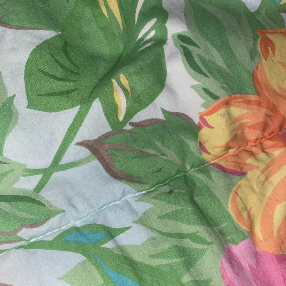 LAUREN‎ Ralph Lauren Twin Size Comforter Tropical Floral Hibiscus Sandy Lane